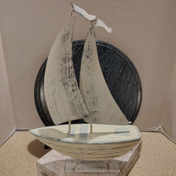 Rustic Wooden Sailboat Decor - Picture 1 of 7